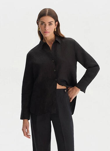 Siyah Keten Gömlek