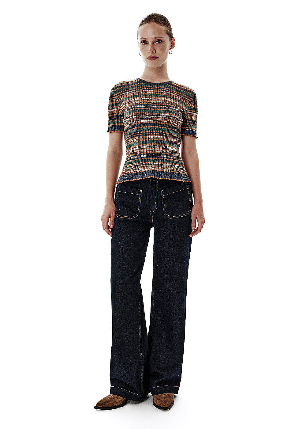 Ajour Knit Blue-Green Color Gradient Cardigan - 2