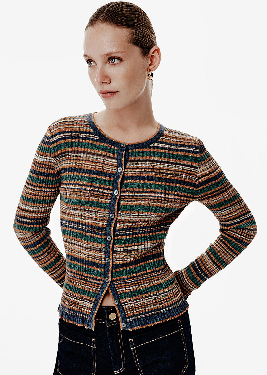 Ajour Knit Blue-Green Color Gradient Cardigan - KNITSS