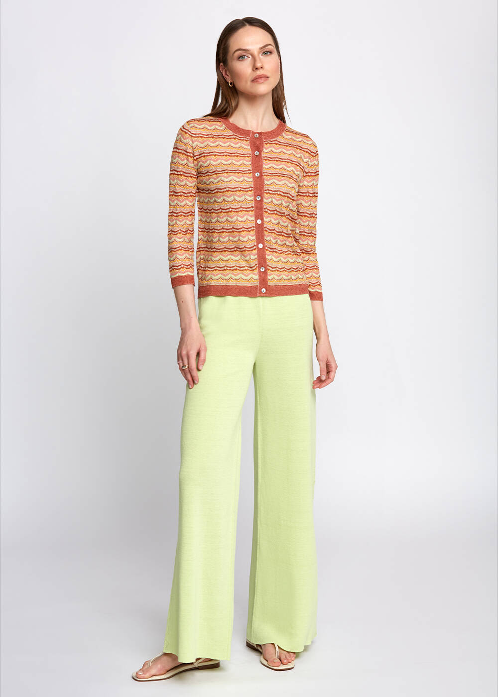 Ajur Örgü Detaylı Çok Renkli Kısa Triko Hırka - 2