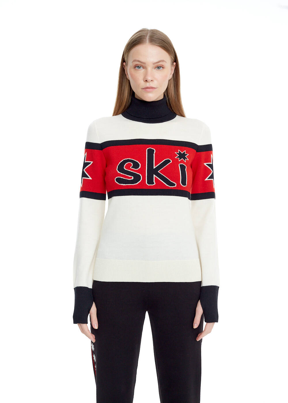 Apres Ski Nakışlı Extrafine Merino Yün Triko - 1