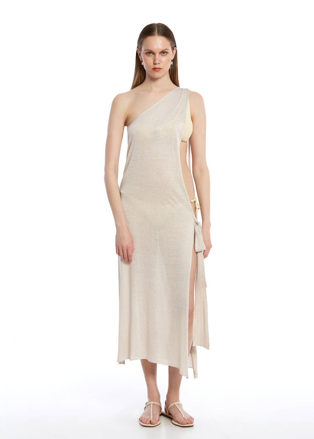 Kesik Panelli Jersey Elbise