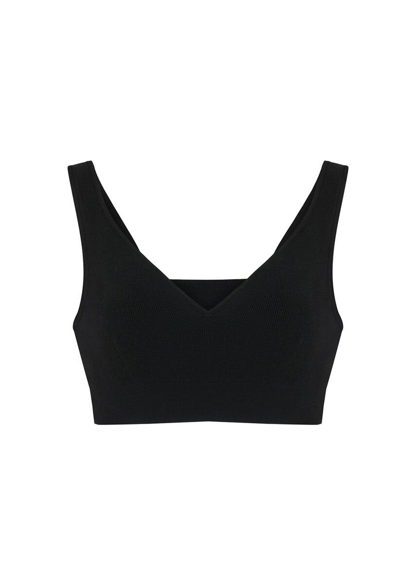 Askılı Merino Yün Siyah Crop Triko Üst · 8
