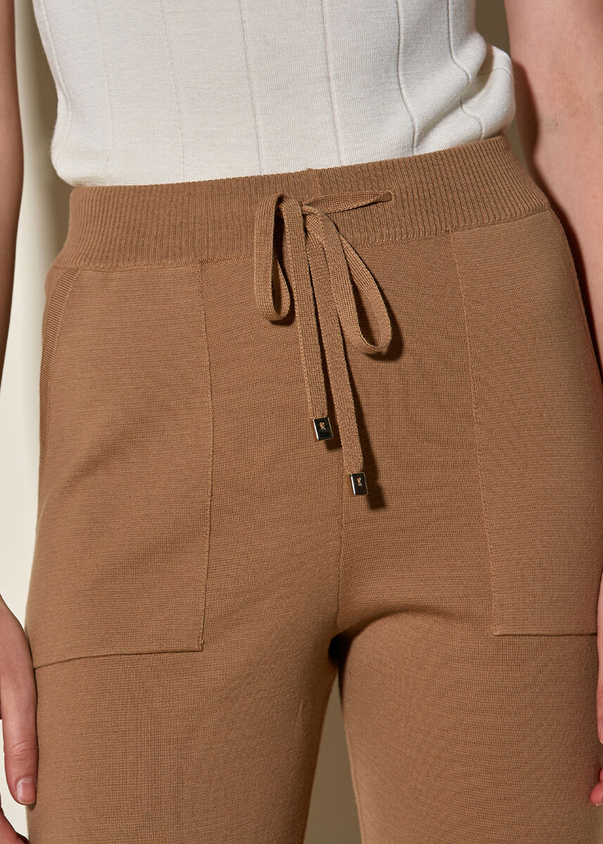 Bağcıklı Saf  Merino Yün Camel Triko Pantolon · 5