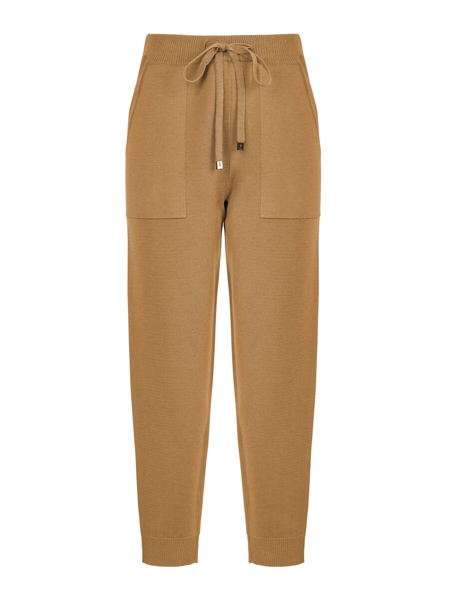 Bağcıklı Saf  Merino Yün Camel Triko Pantolon · 6