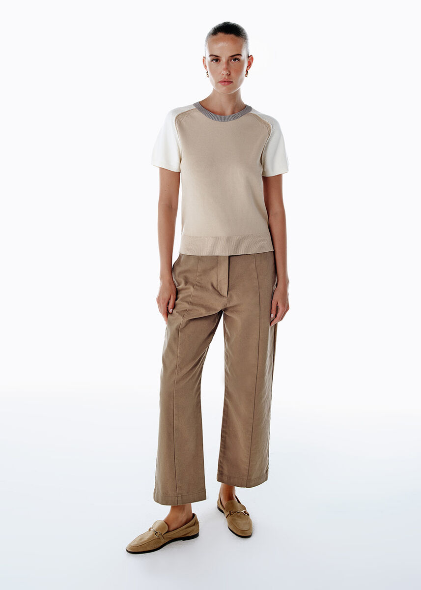BARREL LENG PANTS BISCUIT - KNITSS