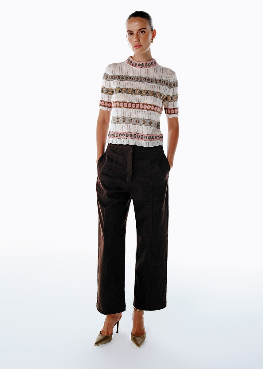 BARREL LENG PANTS COFFEE - KNITSS