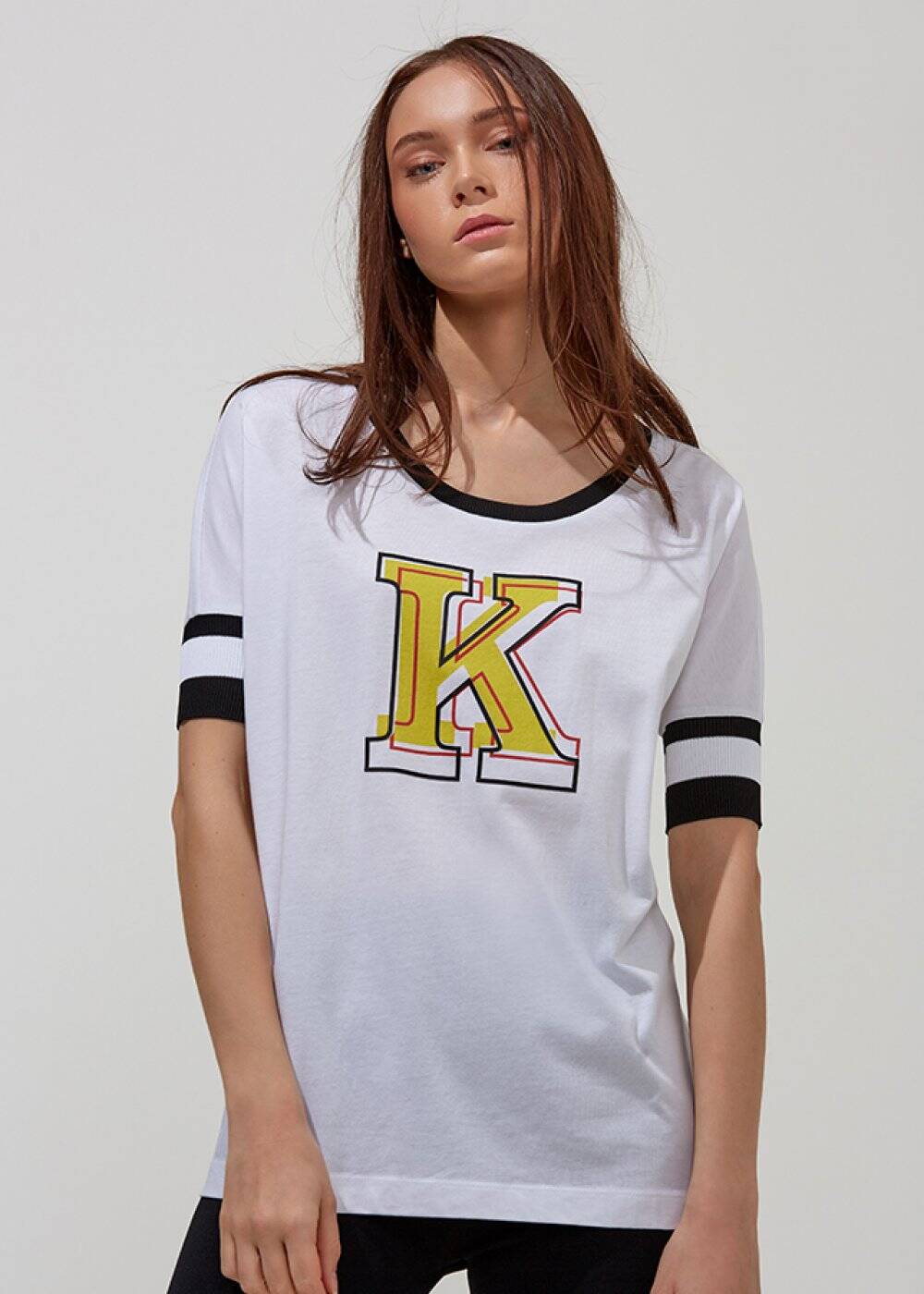 Baskılı Beyaz Pamuk T-Shirt - 2