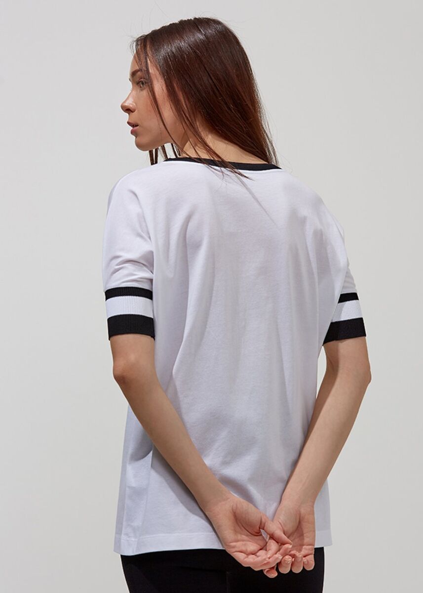 Baskılı Beyaz Pamuk T-Shirt · 3