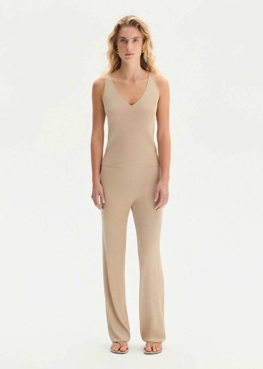 BEIGE KNIT PANTS - KNITSS