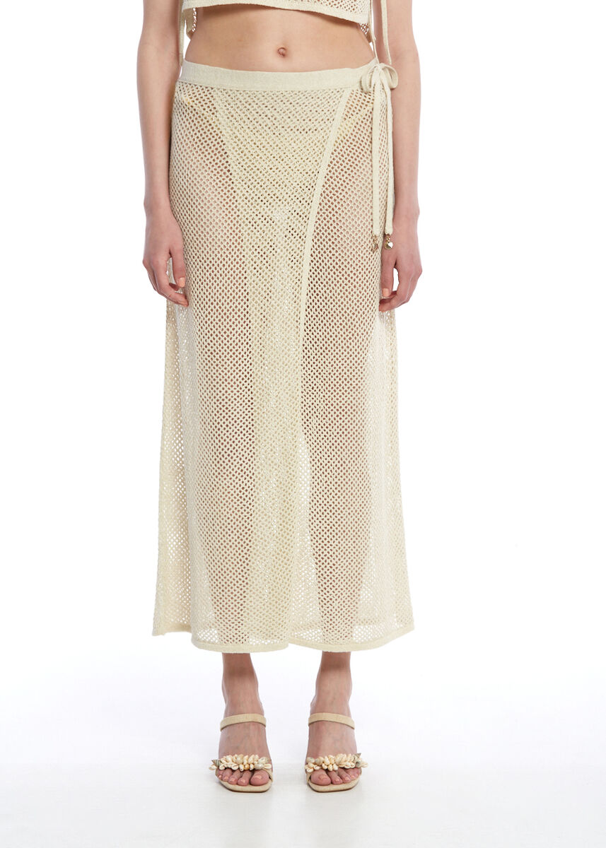 Bej Beachwear Triko Etek - KNITSS