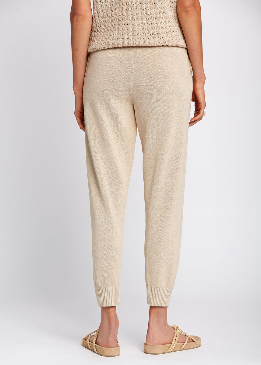 Beli Bağcıklı Bej Triko Jogging Pantolon · 3