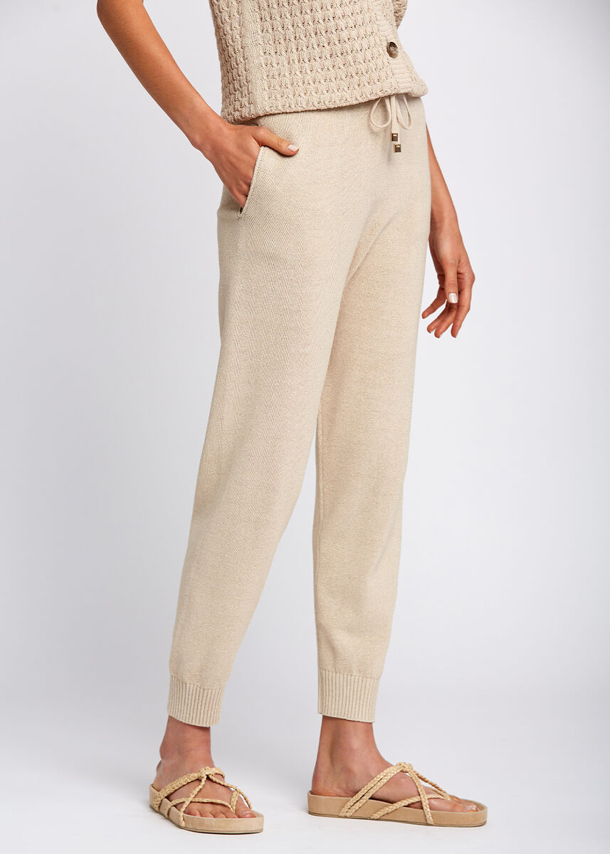 Beli Bağcıklı Bej Triko Jogging Pantolon · 4