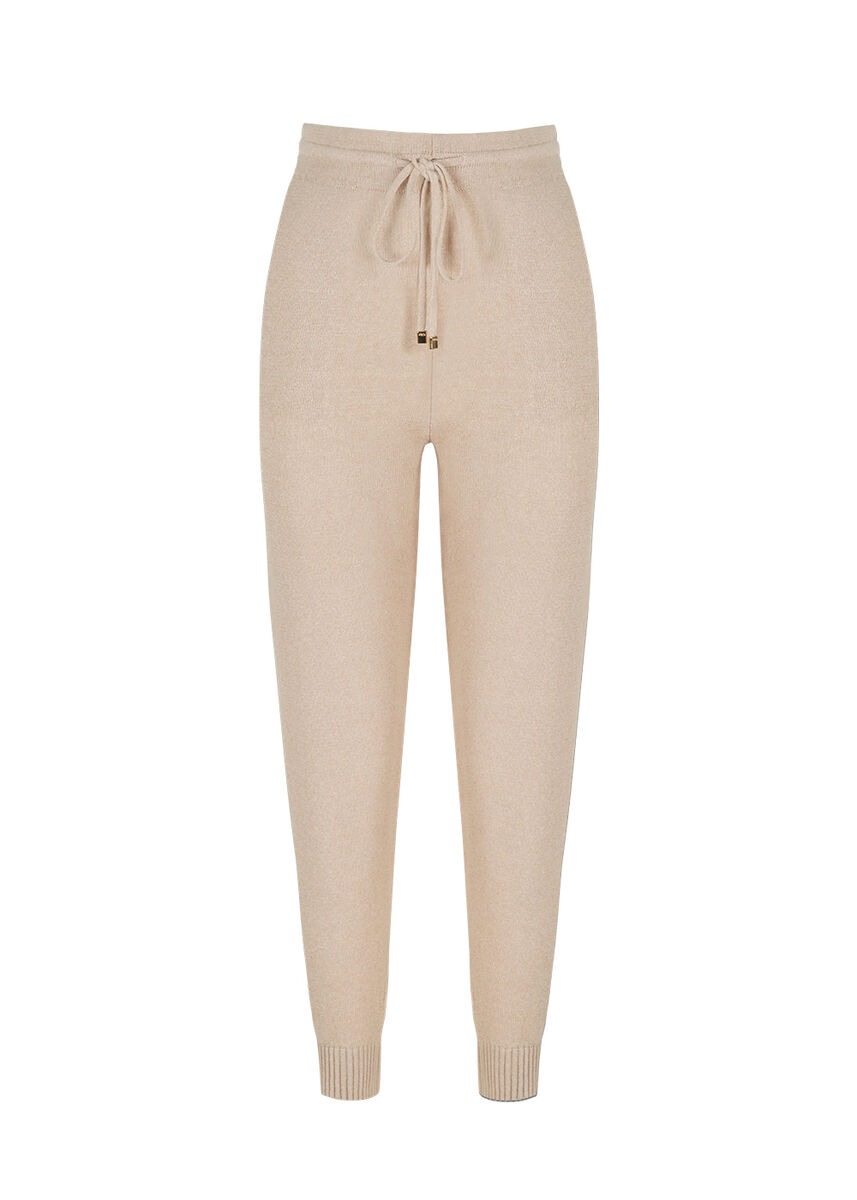 Beli Bağcıklı Bej Triko Jogging Pantolon · 8