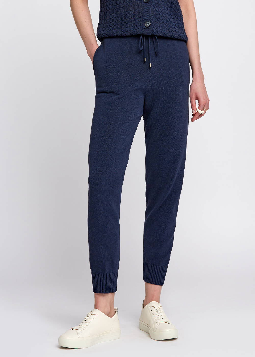 Beli Bağcıklı Lacivert Triko Jogging Pantolon - 1