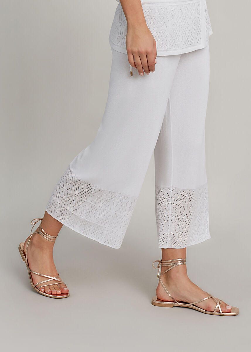 Beyaz Yazlık Crop Triko Pantolon · 4