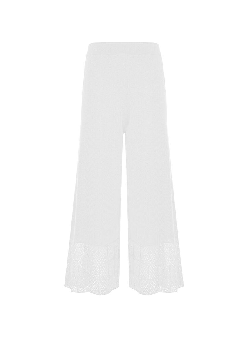 Beyaz Yazlık Crop Triko Pantolon · 6