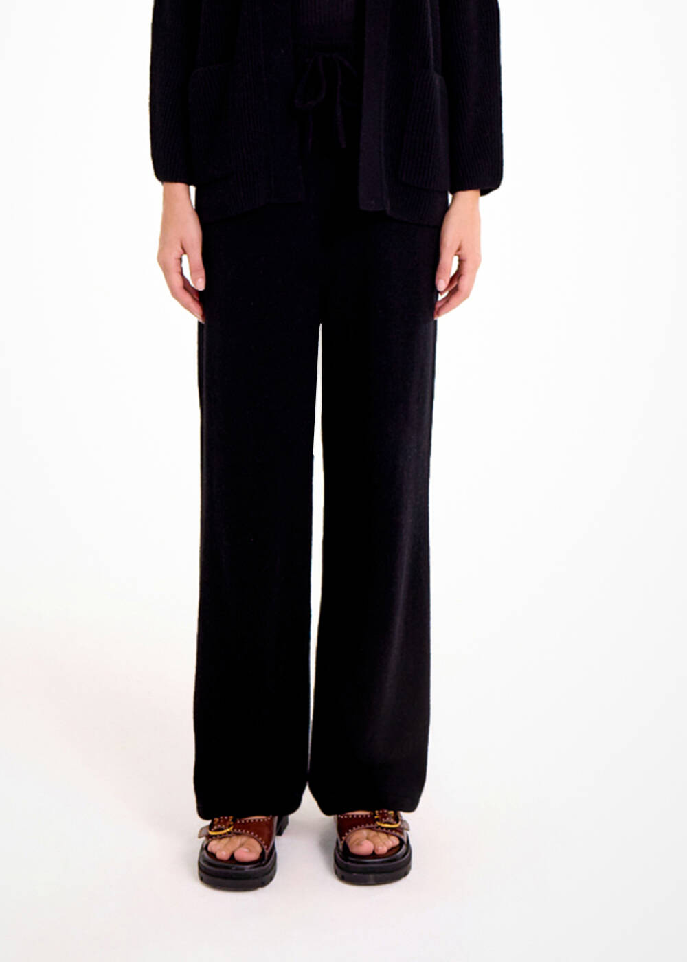 BLACK CASHMERE KNIT PANTS - 1