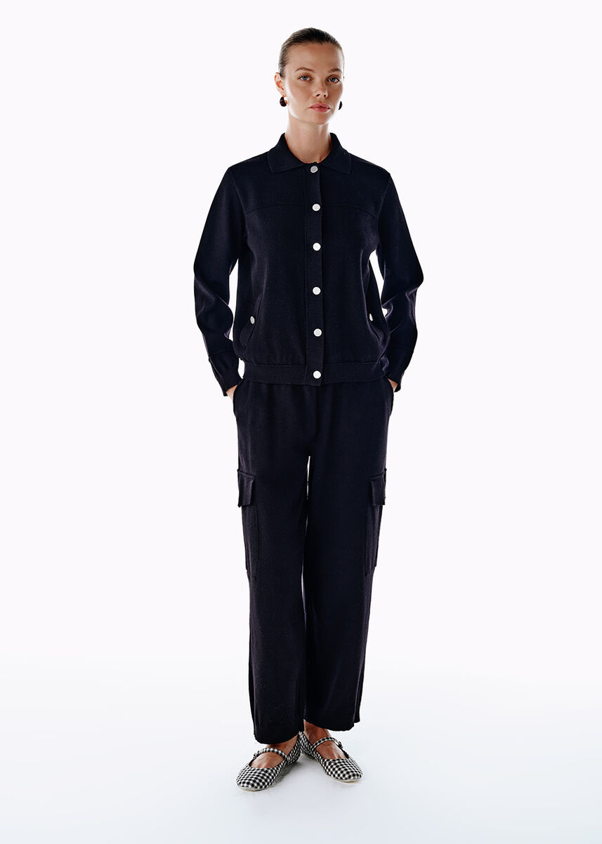 BLACK KNIT CARGO PANTS - KNITSS