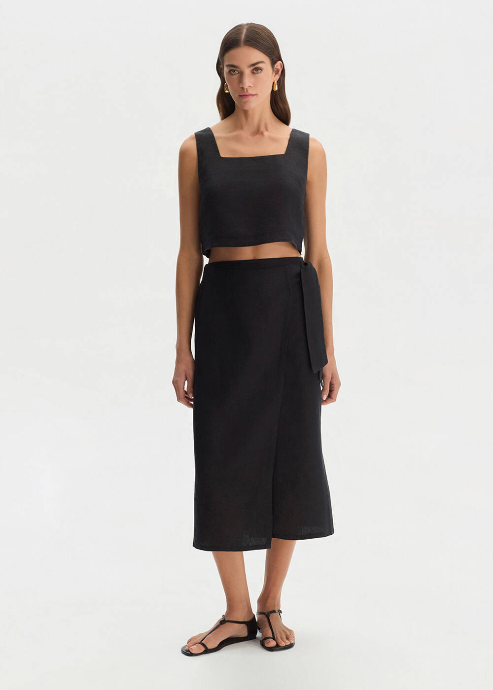BLACK LINEN SKIRT - 1