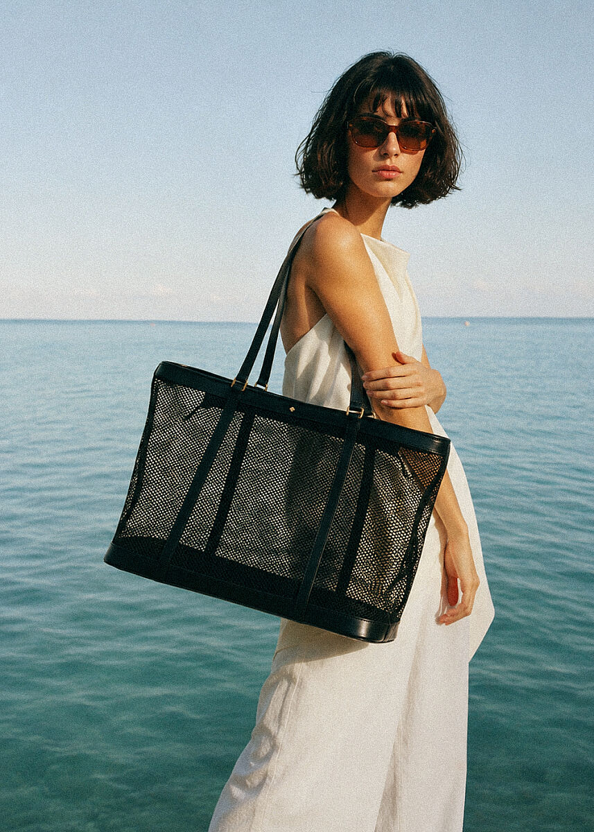 Black Mesh Shoulder Bag - Pherahs - PHERAHS