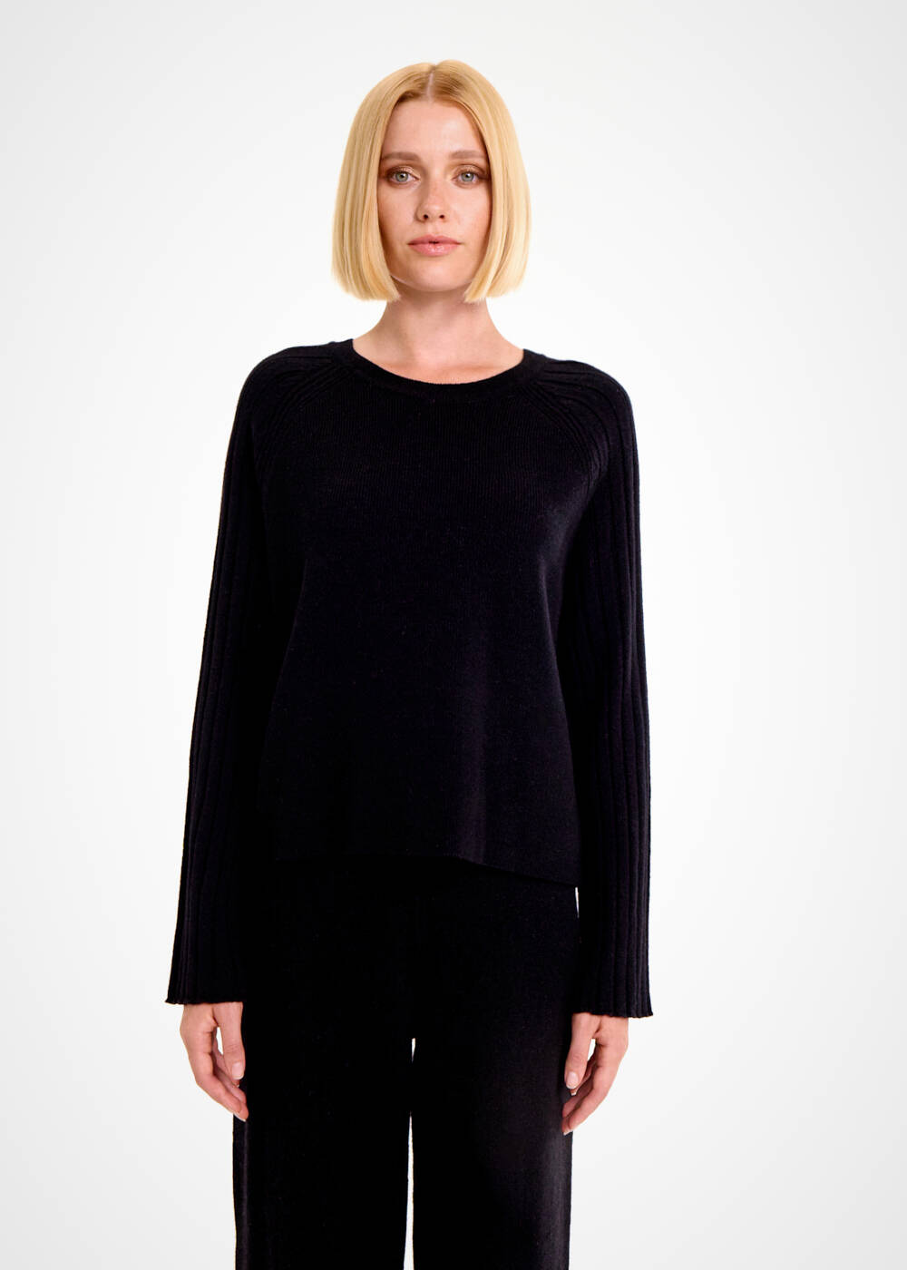 BLACK OVERSIZE CASHMERE SWEATER - 1