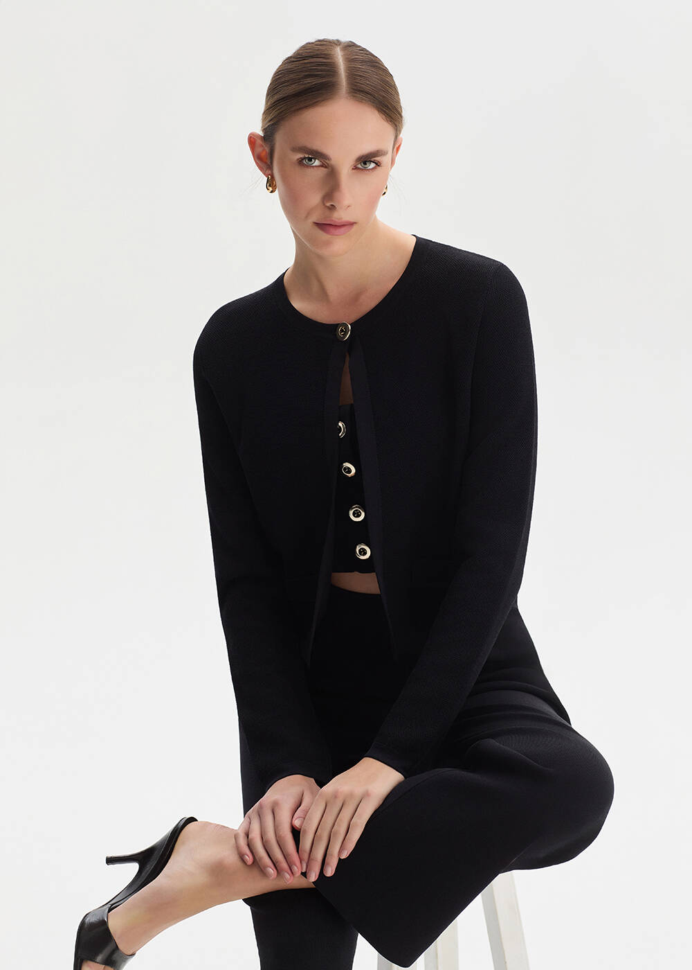 Black Regular Fıt Knıt Jacket - 1