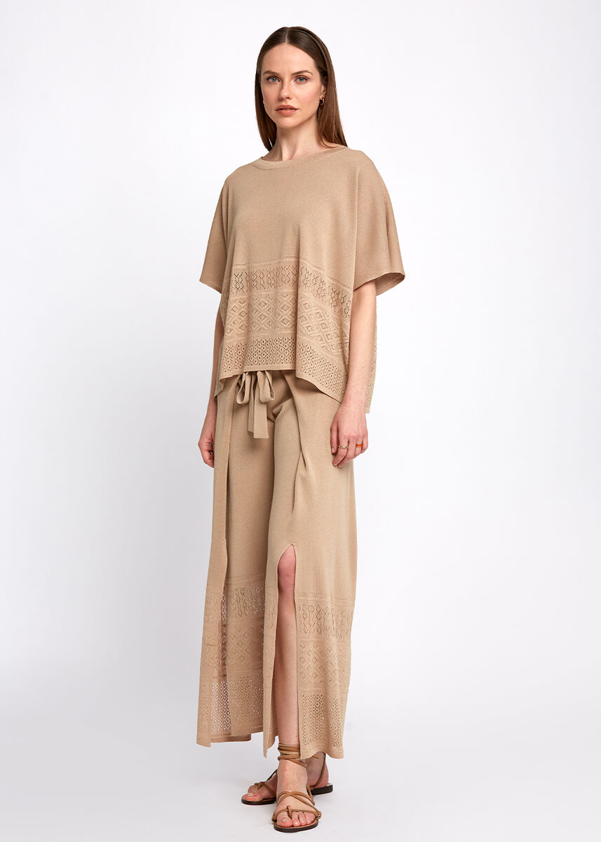 Bohem Tarz Crop Bej Triko Pantolon · 5