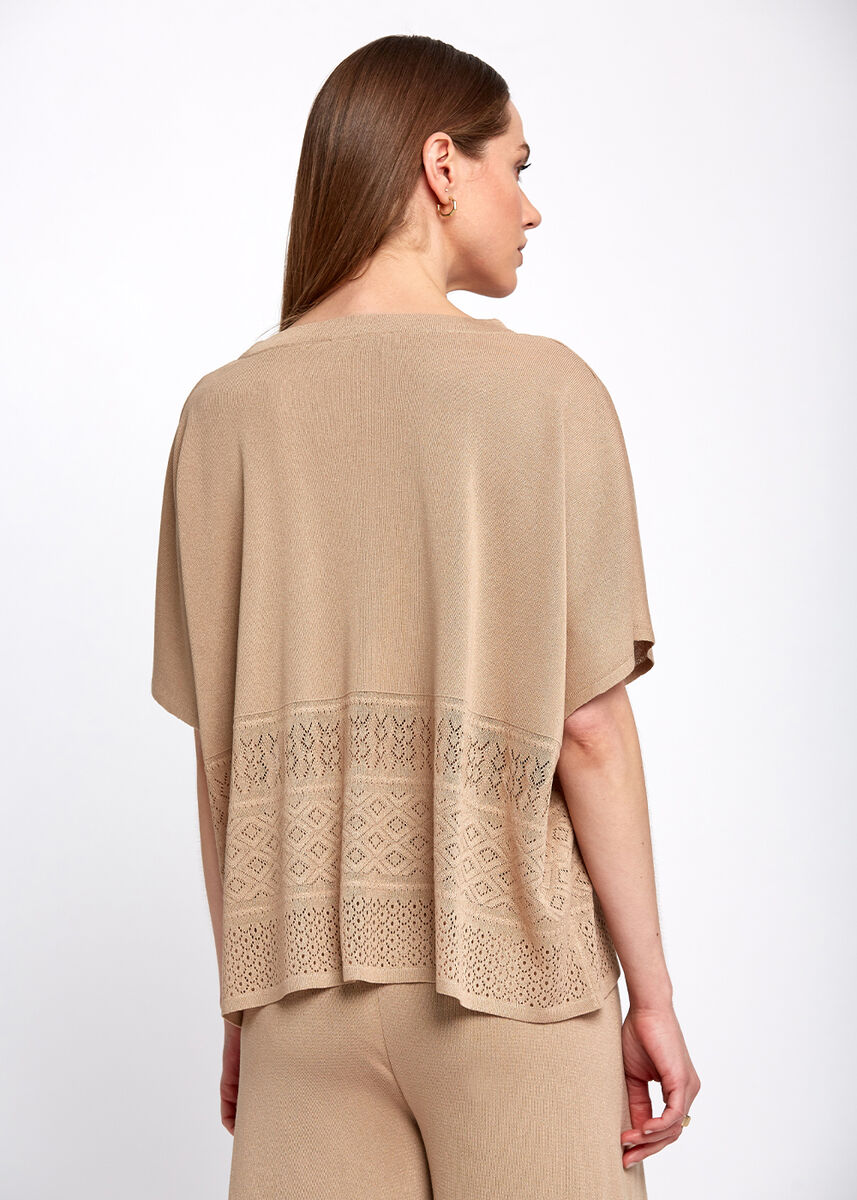 Bohem Tarz Oversize Bej Triko Üst · 3