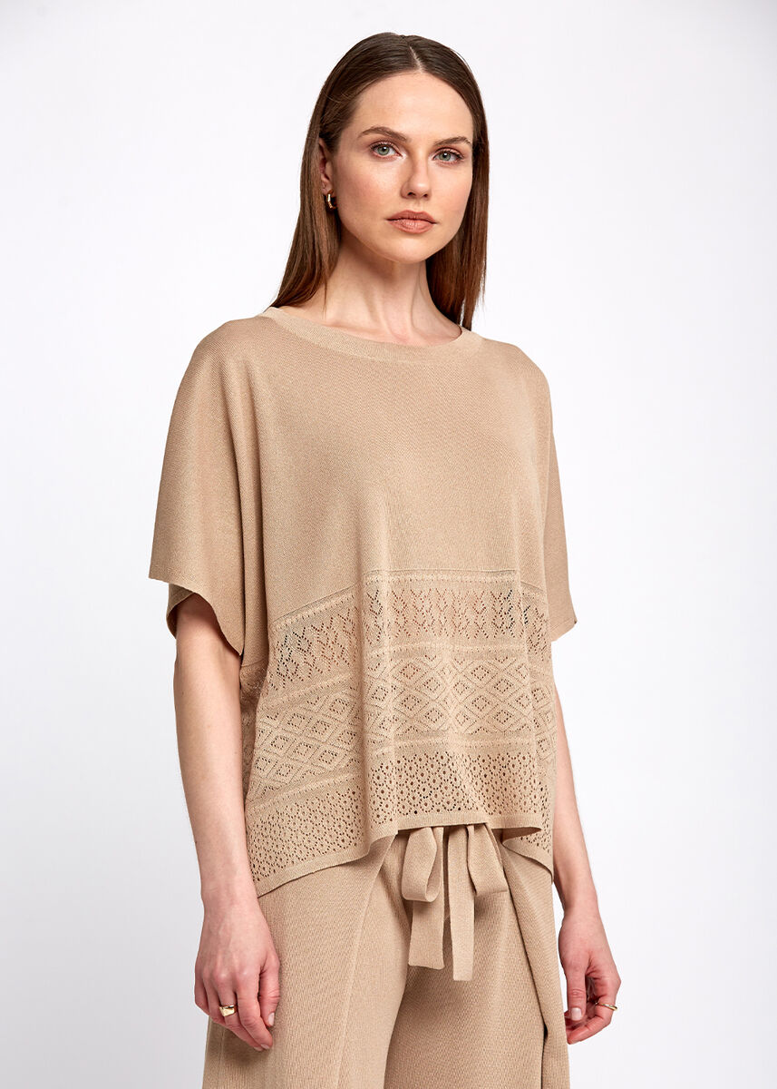 Bohem Tarz Oversize Bej Triko Üst · 4