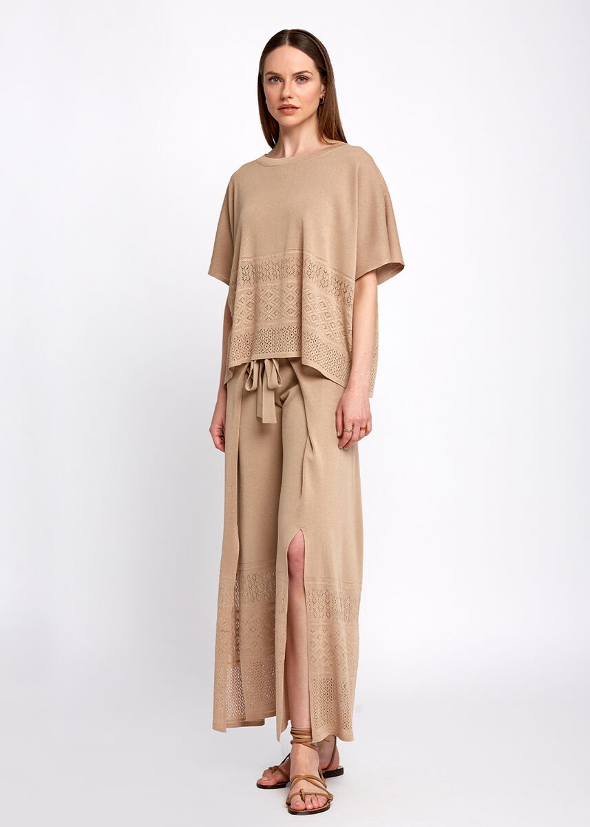 Bohem Tarz Oversize Bej Triko Üst · 5