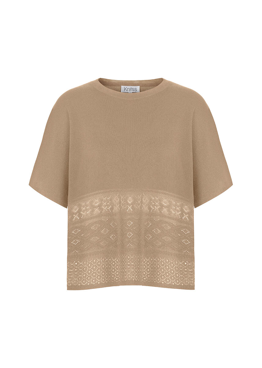Bohem Tarz Oversize Bej Triko Üst · 8