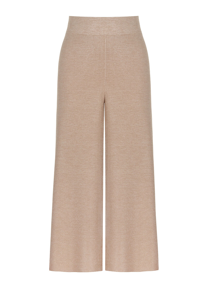 Bol Kesim İtalyan İplik Crop Bej Triko Pantolon · 8