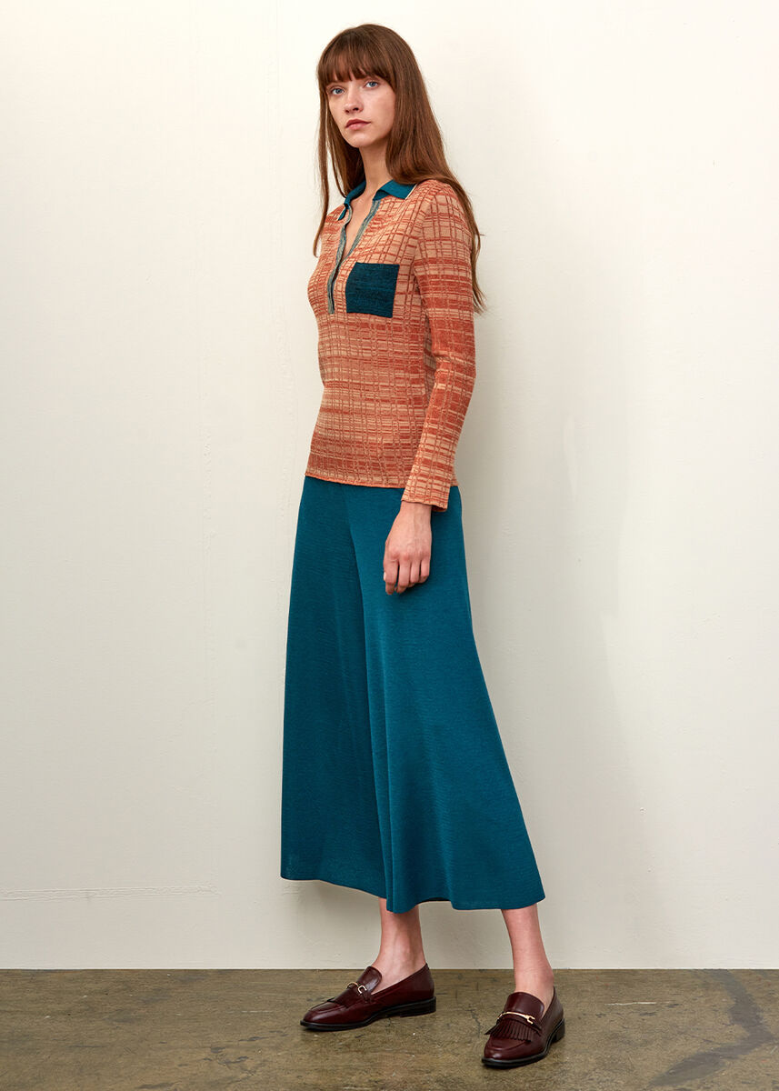 Bol Kesim Crop PETROL RENGİ Triko Pantolon · 5