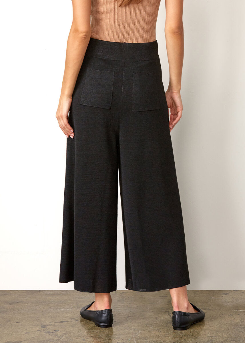 Bol Kesim İtalyan İplik Crop Siyah Triko Pantolon · 3