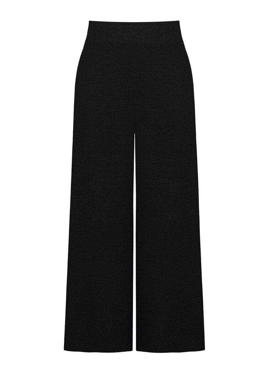 Bol Kesim İtalyan İplik Crop Siyah Triko Pantolon · 8