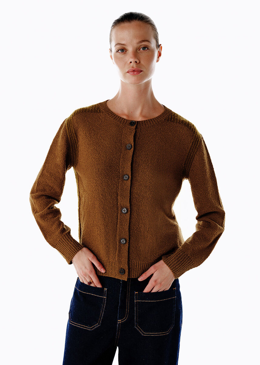 BOUCLÉ MERINO WOOL KNIT CARDIGAN - KNITSS