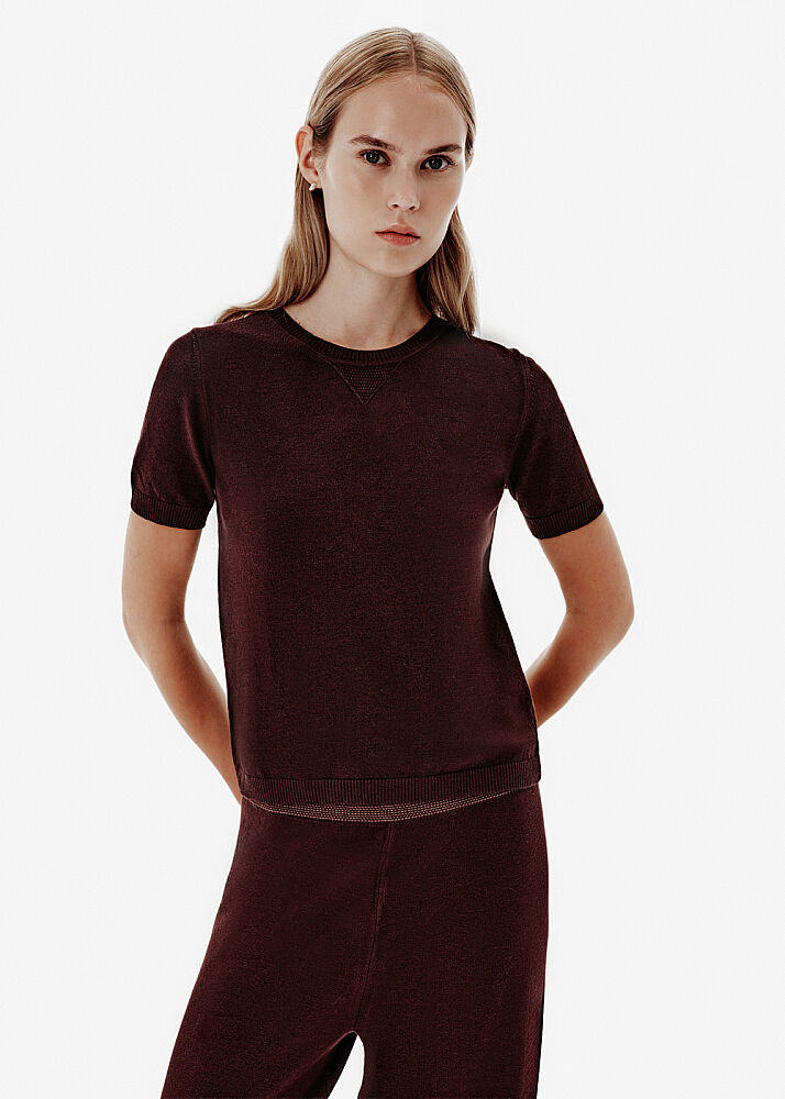 Brown Lounge Knit Top - KNITSS