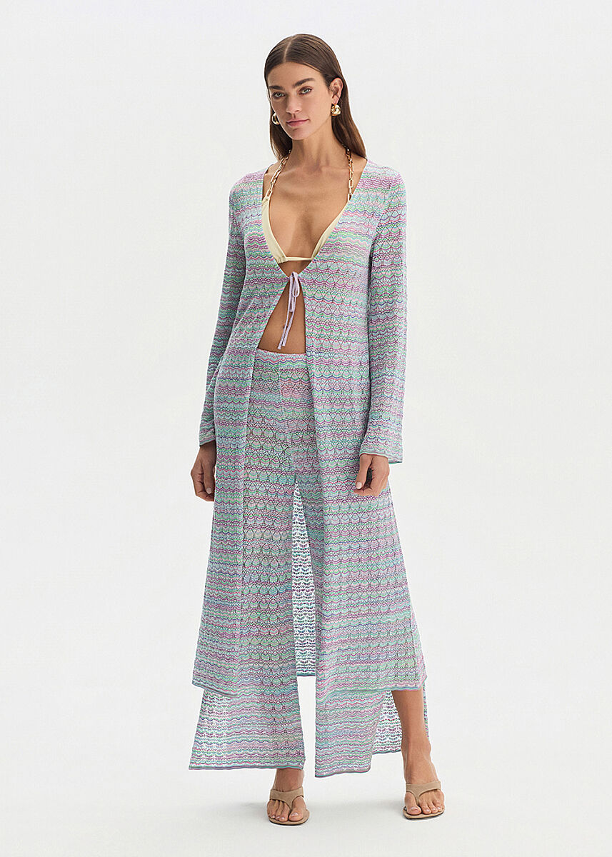 BUBBLE COLOR BLOCK SHIMMERY KNIT CAFTAN - KNITSS