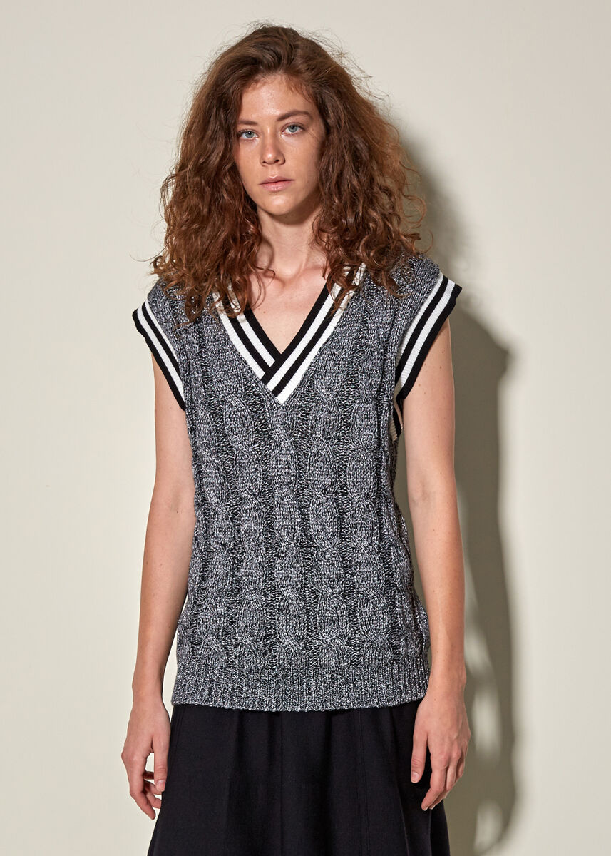 Cable Knit Gray Wool Vest I Shop for Women's Vest I Knitss