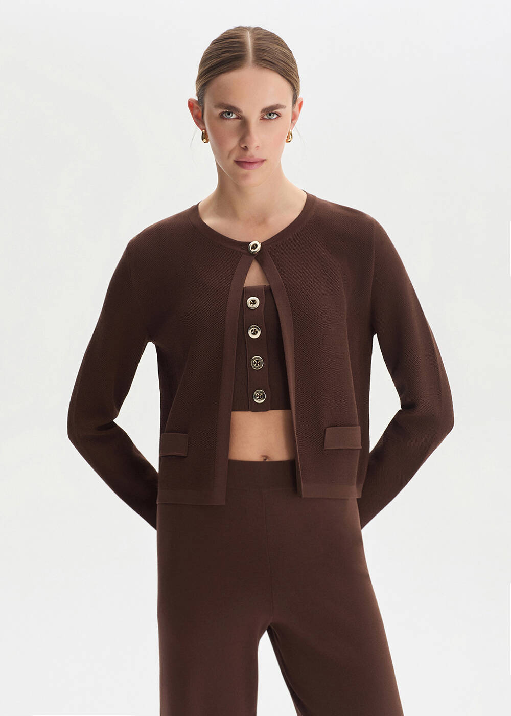 Cacao Regular Fıt Knıt Jacket - 1
