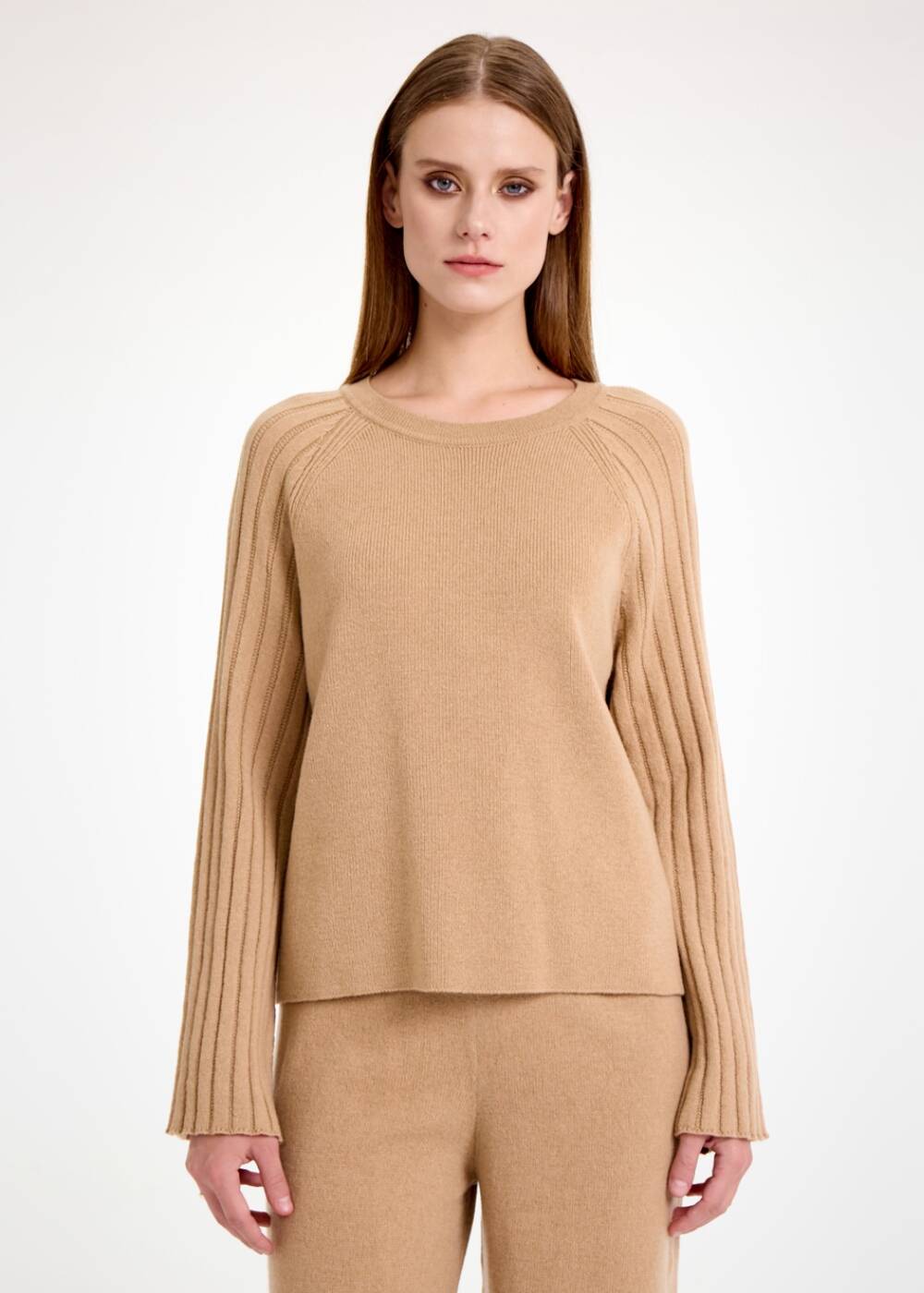 CAMEL OVERSIZE CASHMERE SWEATER - 1