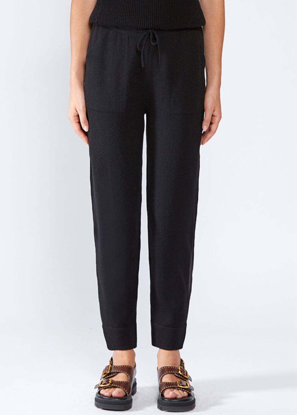 Cashmere Black Knit Jogger Pants - 2