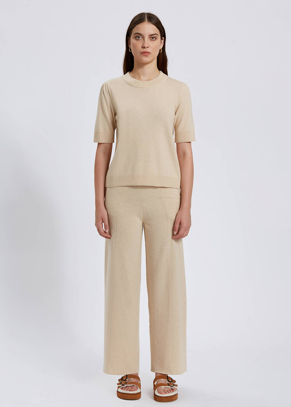 Cashmere Blend Beige Knıt Top - 2
