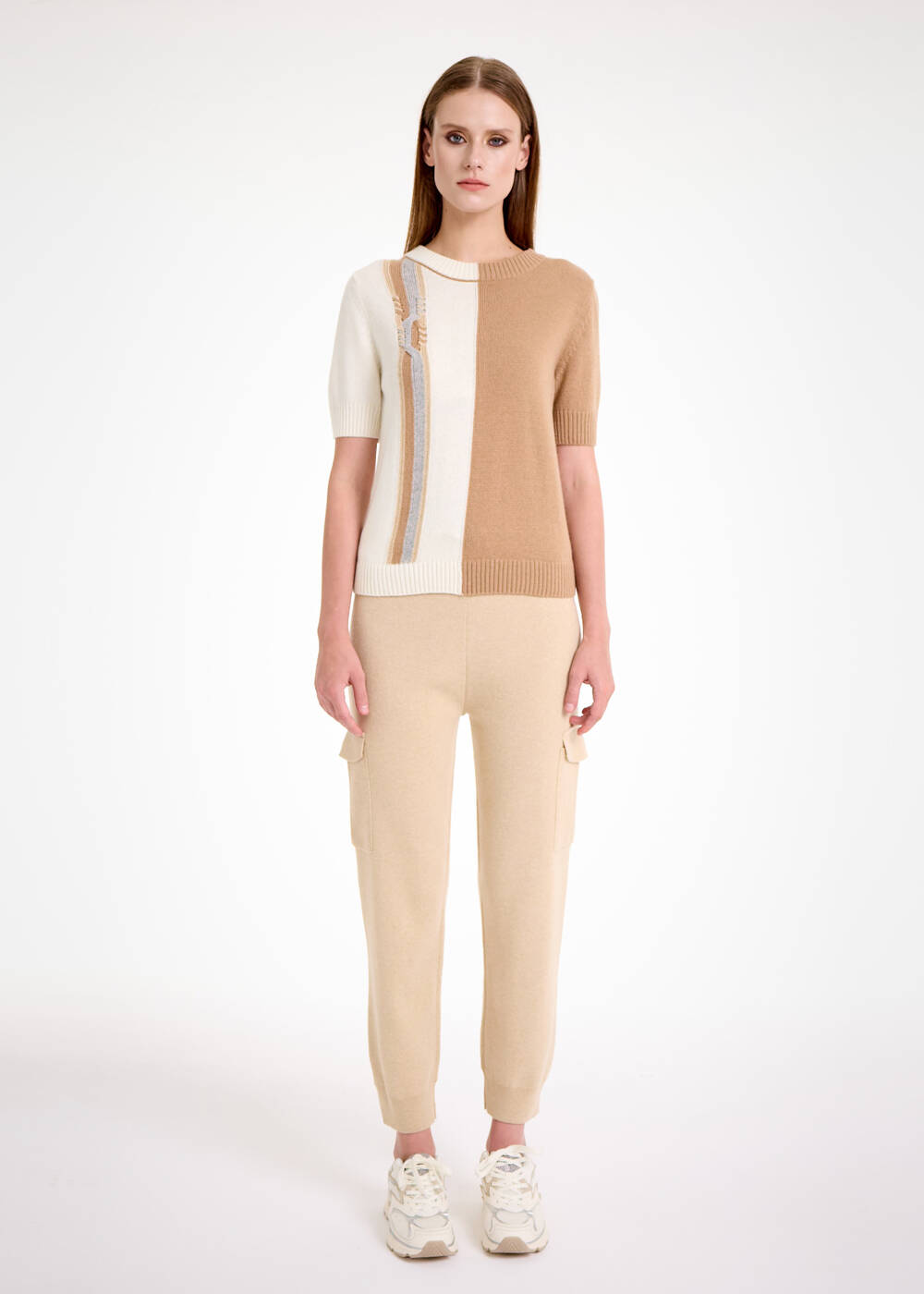 CASHMERE BLEND CABLE KNIT TOP - 2