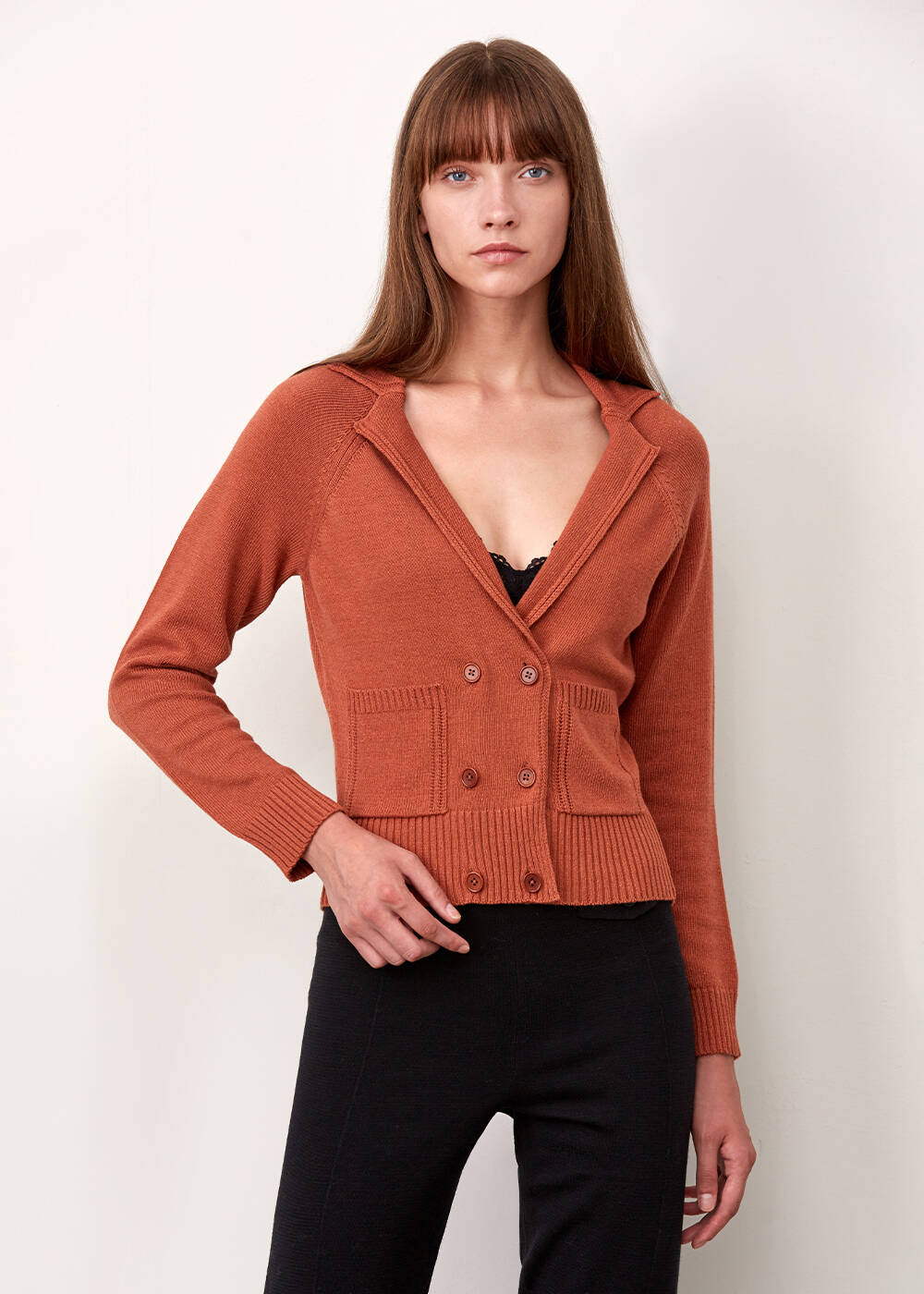 Cashmere Blend Cınnamon Wool Knıt Cardıgan - 1