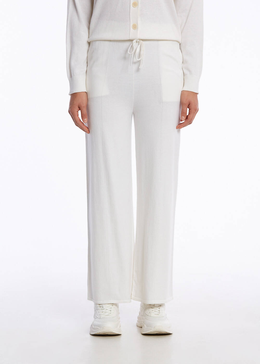 Cashmere Blend Ecru Knıt Pants - 1