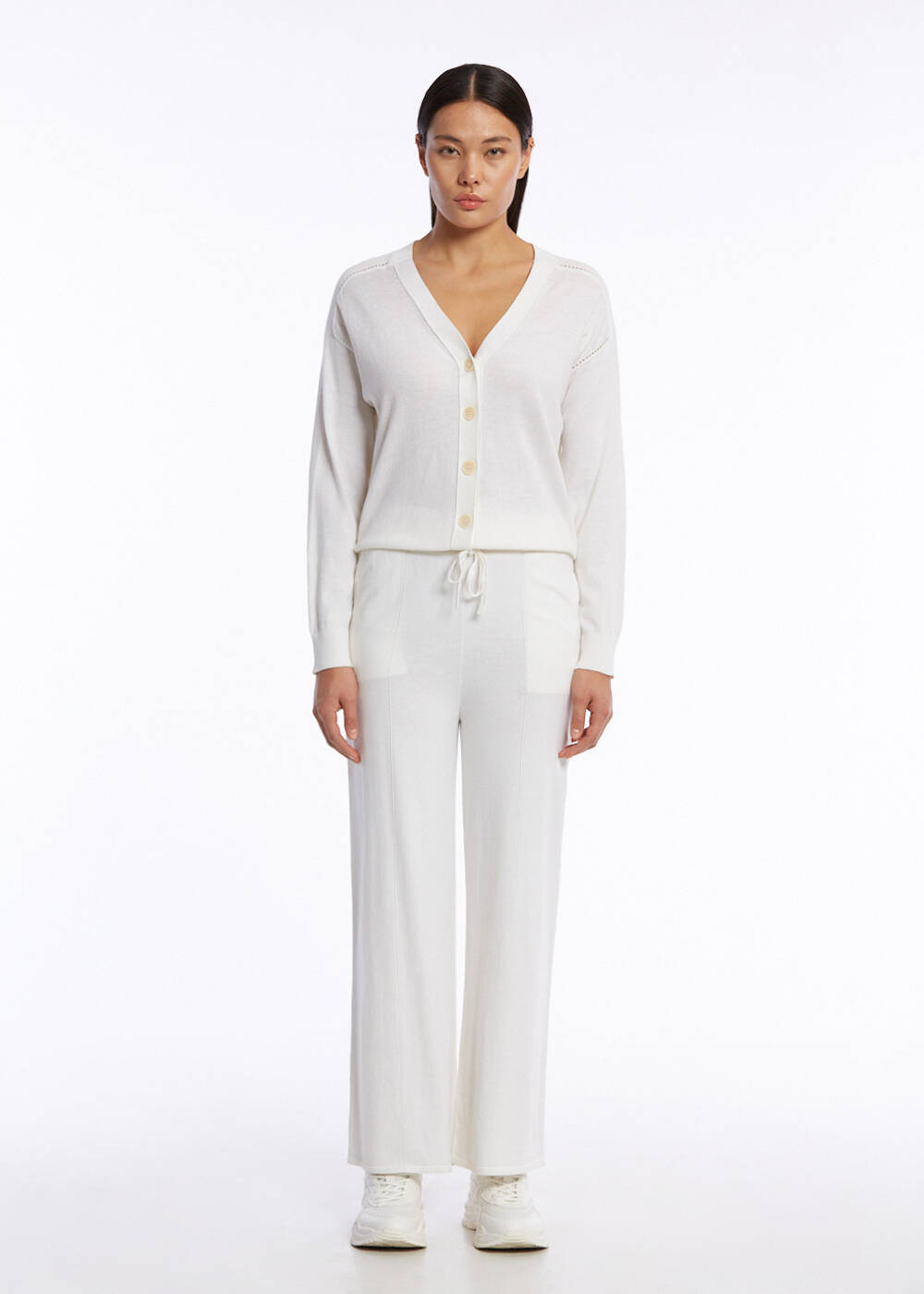 Cashmere Blend Ecru Knıt Pants - 2