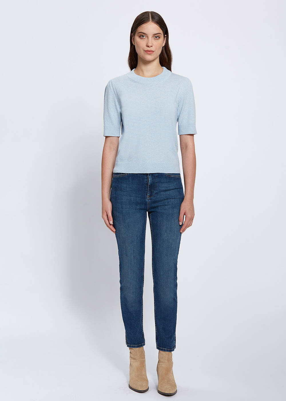 Cashmere Blend Ice Blue Knıt Top - 2