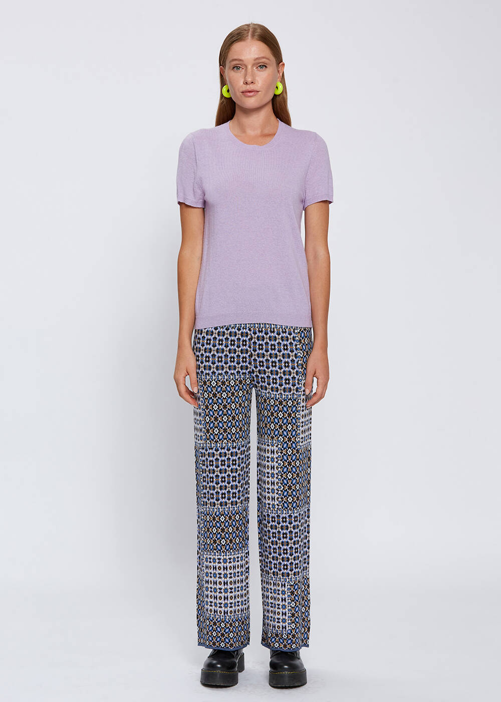 CASHMERE BLEND LAVANDER KNIT TOP - 2